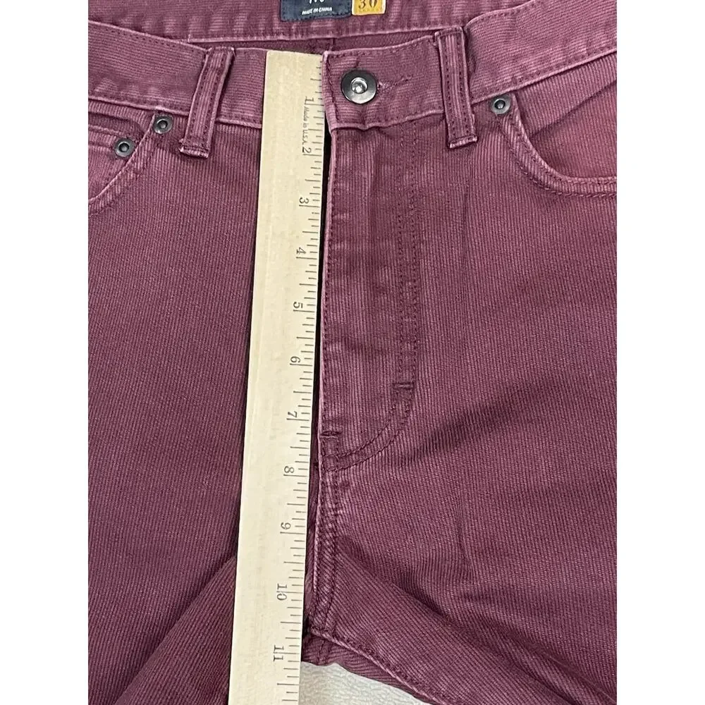 J Crew 770 Pants Mens 32x30 Burgundy Corduroy Straight Leg Mid Rise‎ Regular Fit